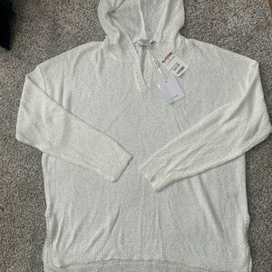 Sioni Sparkling Cream Hooded Sheer Sweater